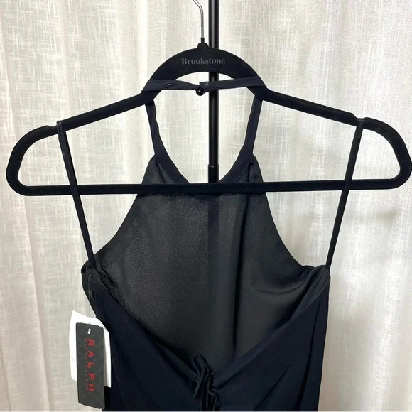 Ralph Lauren Black Sheer Halter Midi Formal Cocktail Dress - Medium - Picture 8 of 13